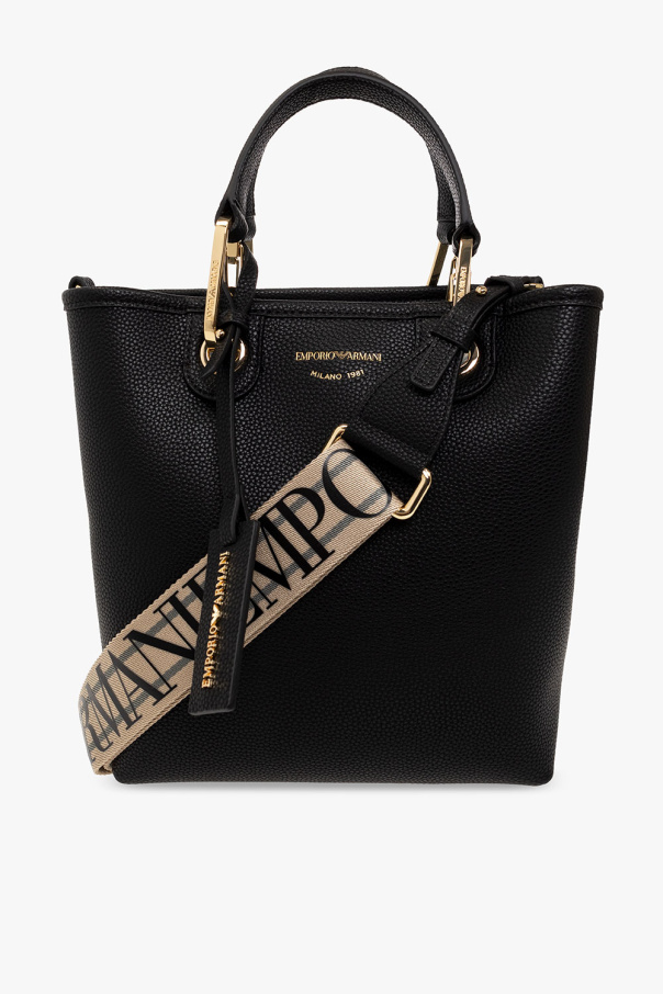 Black Shopper bag with logo Emporio Armani GenesinlifeShops